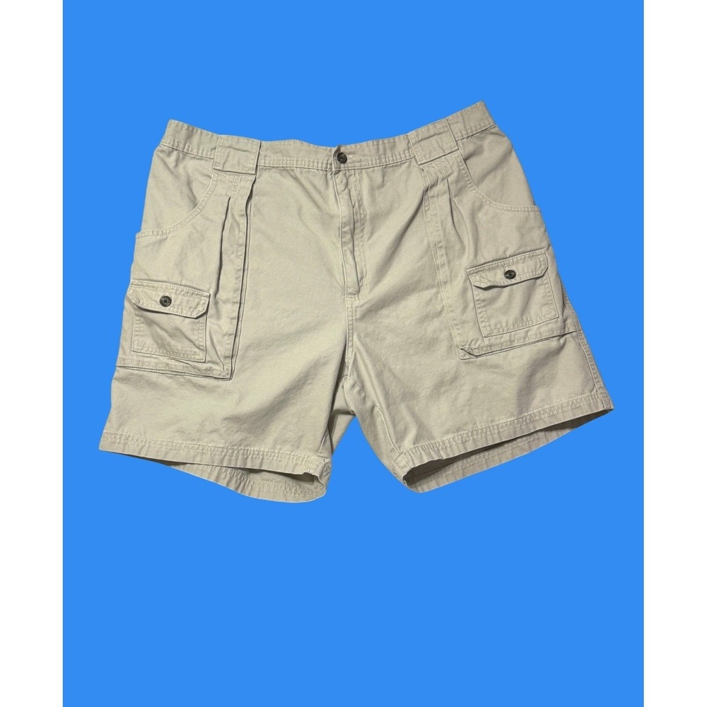 RedHead Mens 44 Khaki Cotton Canvas Cargo Shorts Elastic Waist Tan Hiking - Picture 2 of 8